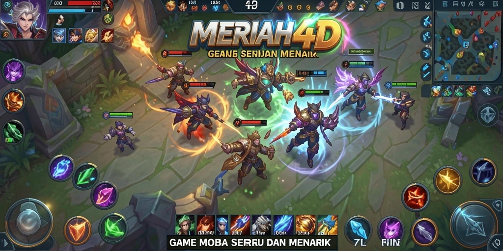 Tampak gameplay seru di MERIAH4D, menunjukkan pertarungan antar tim.