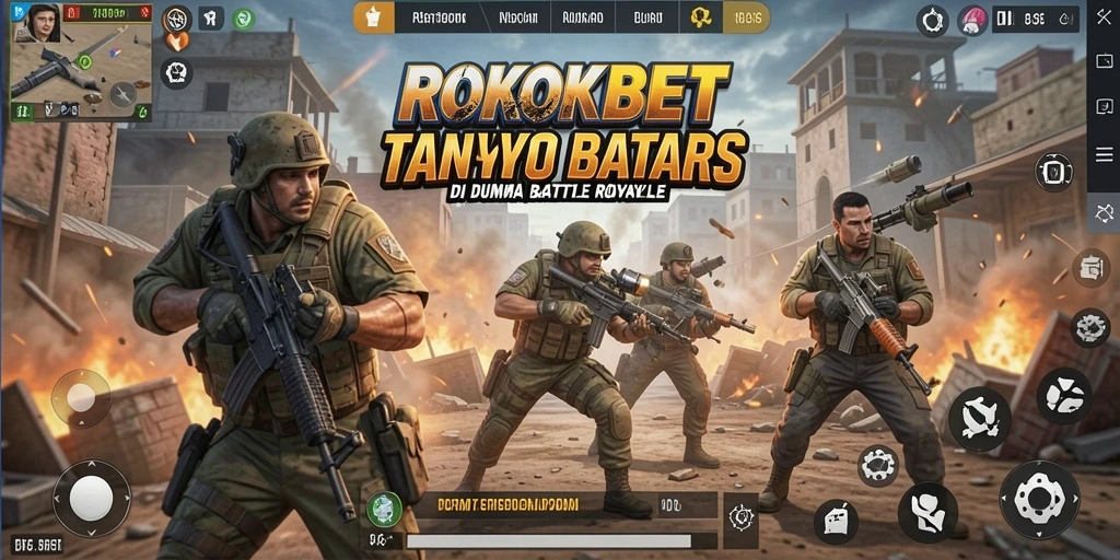 Tangkapan layar permainan ROKOKBET dengan aksi seru di arena Battle Royale.