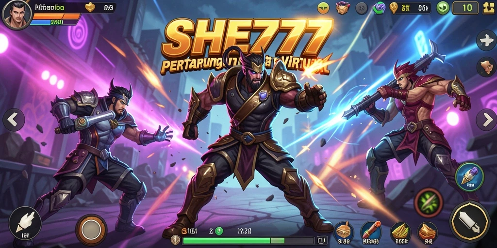 Tangkapan layar gameplay dari pertarungan yang epik di SHE777.