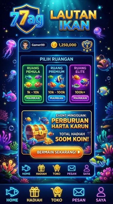 Tampilan antarmuka 77ag yang menarik dan mudah digunakan.